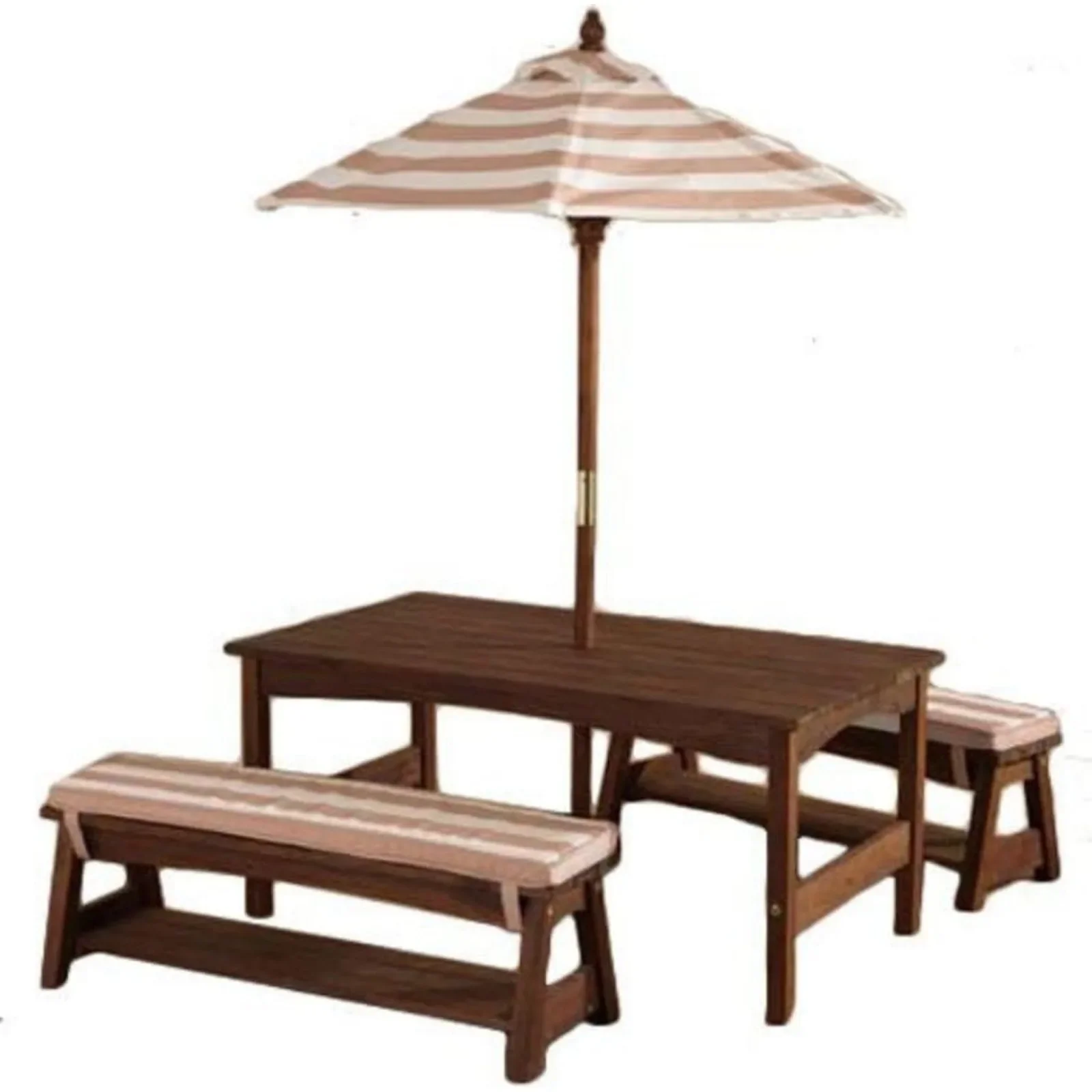 Kids Outdoor Table With Umbrella - Voor buiten houten tafel en bankset
