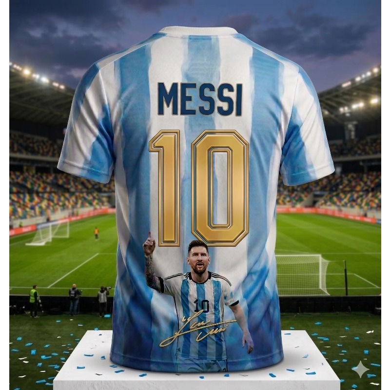 Kids Outdoor Wear - Zomer Messi 10 shirt, Y2K gestreepte