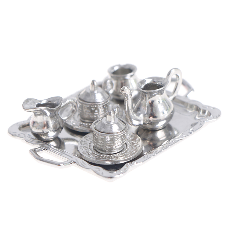 Kids Outdoor Kitchen Set - 10 stks/set 1/12 Poppenhuis Miniatuur Zilveren