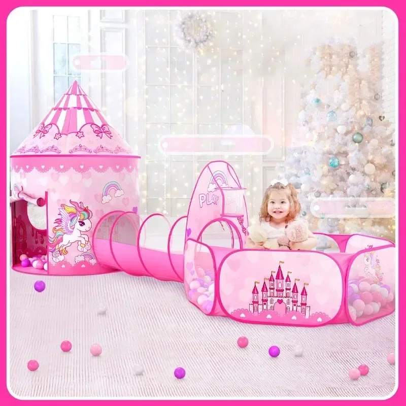 Kids Outdoor Wendy House - 3-in-1 kindertenthuis, draagbaar kasteelspeelgoed met tunnel