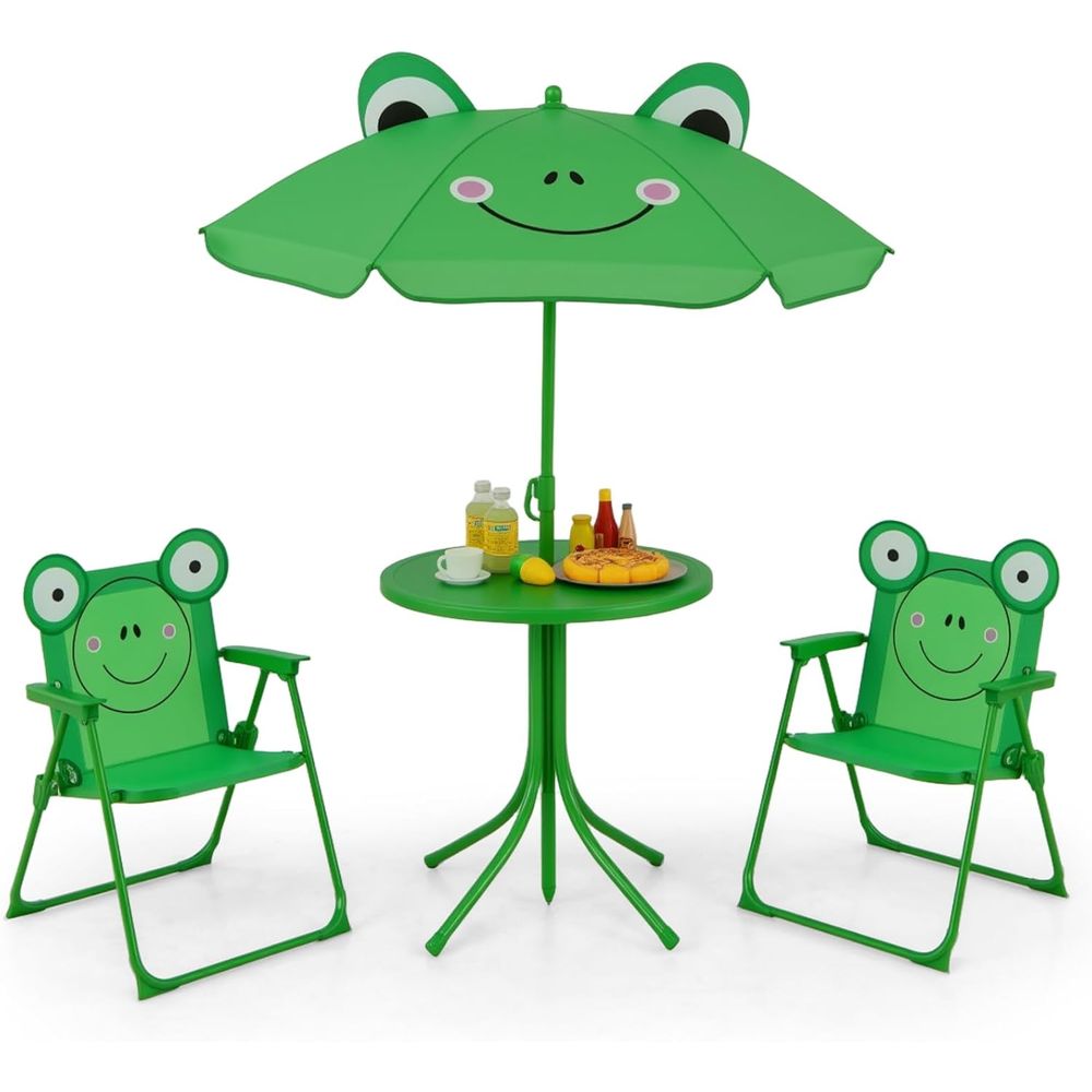 Kids Outdoor Chair And Table - Groene in hoogte verstelbare kinderpicknicktafel met