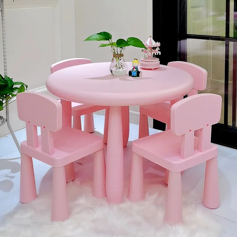 Kids Outdoor Table And Chairs - Roze Kawaii Kinderen Studie Tafel En