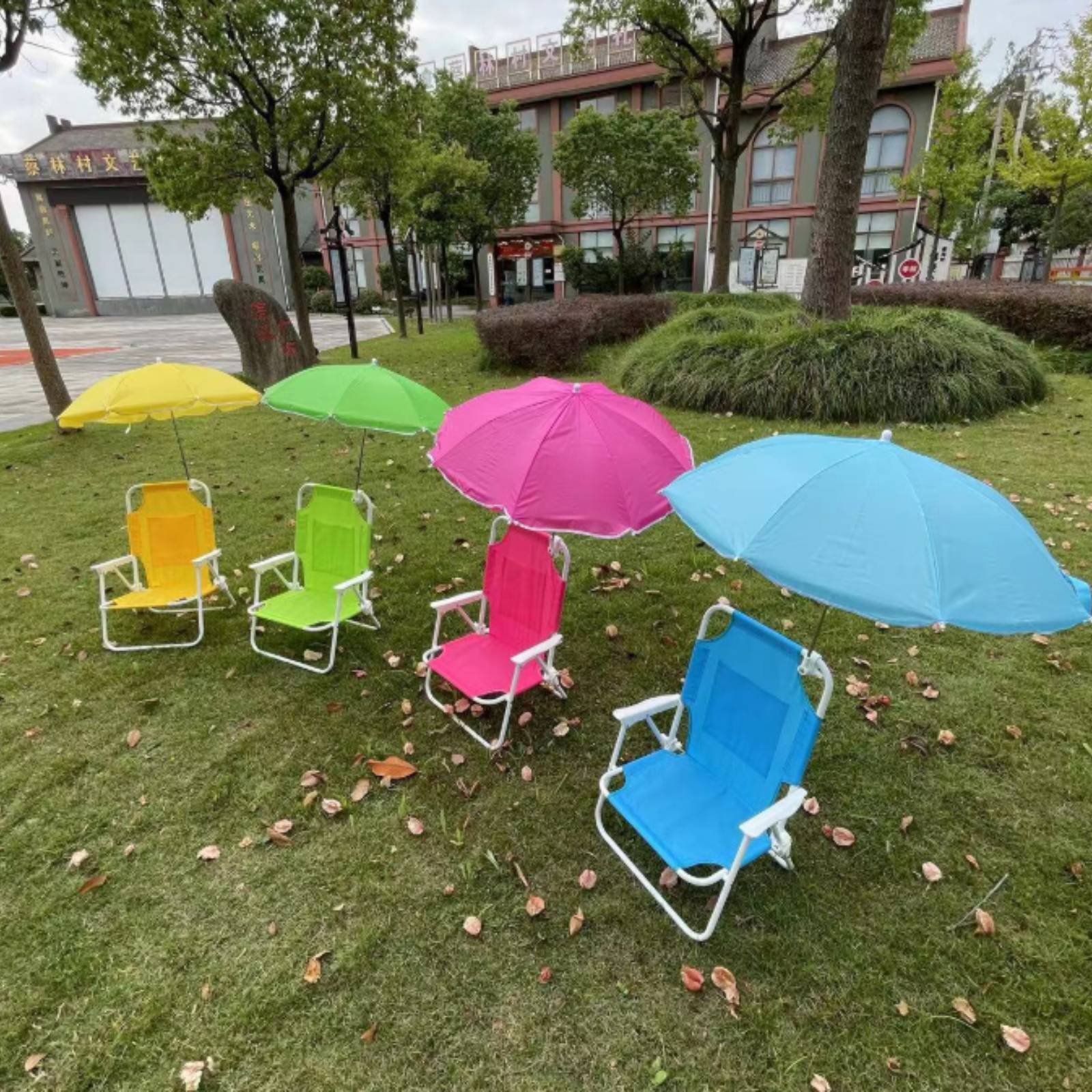 Kids Outdoor Lounge Chair With Umbrella - Strandstoel met parasol Opvouwbare kinderstrandstoel Gemakkelijk