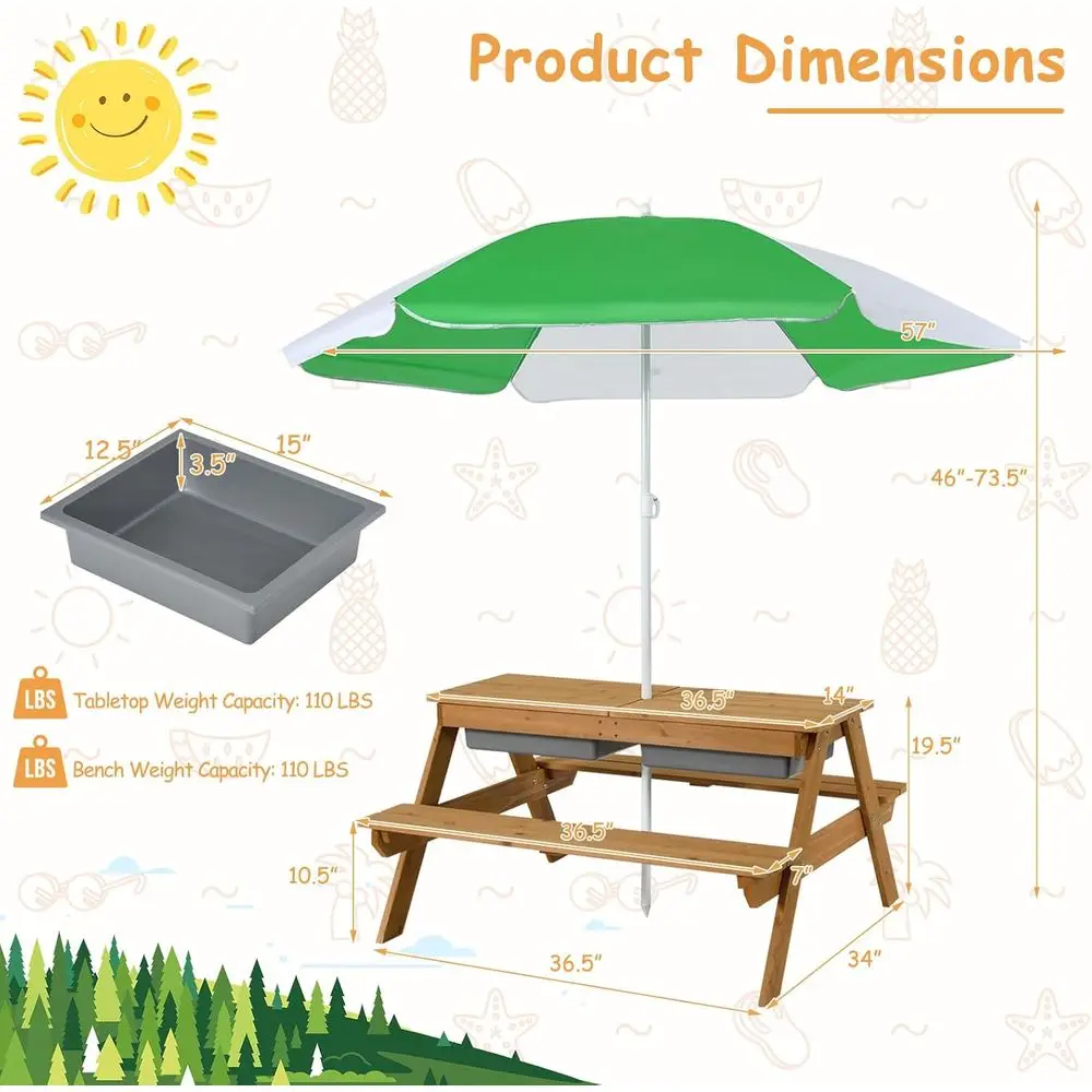 4-in-1 houten zand- en waterta - Kids Outdoor Table With Umbrella recensie en prijs