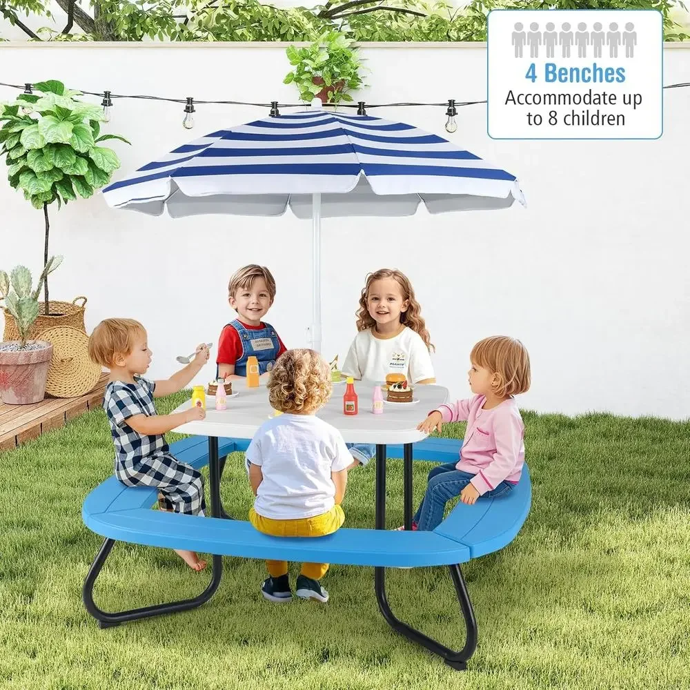 8-persoons picknicktafel voor  - Kids Outdoor Table With Umbrella recensie en prijs