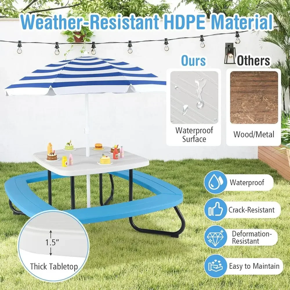8-persoons picknicktafel voor  - Kids Outdoor Table With Umbrella recensie en prijs