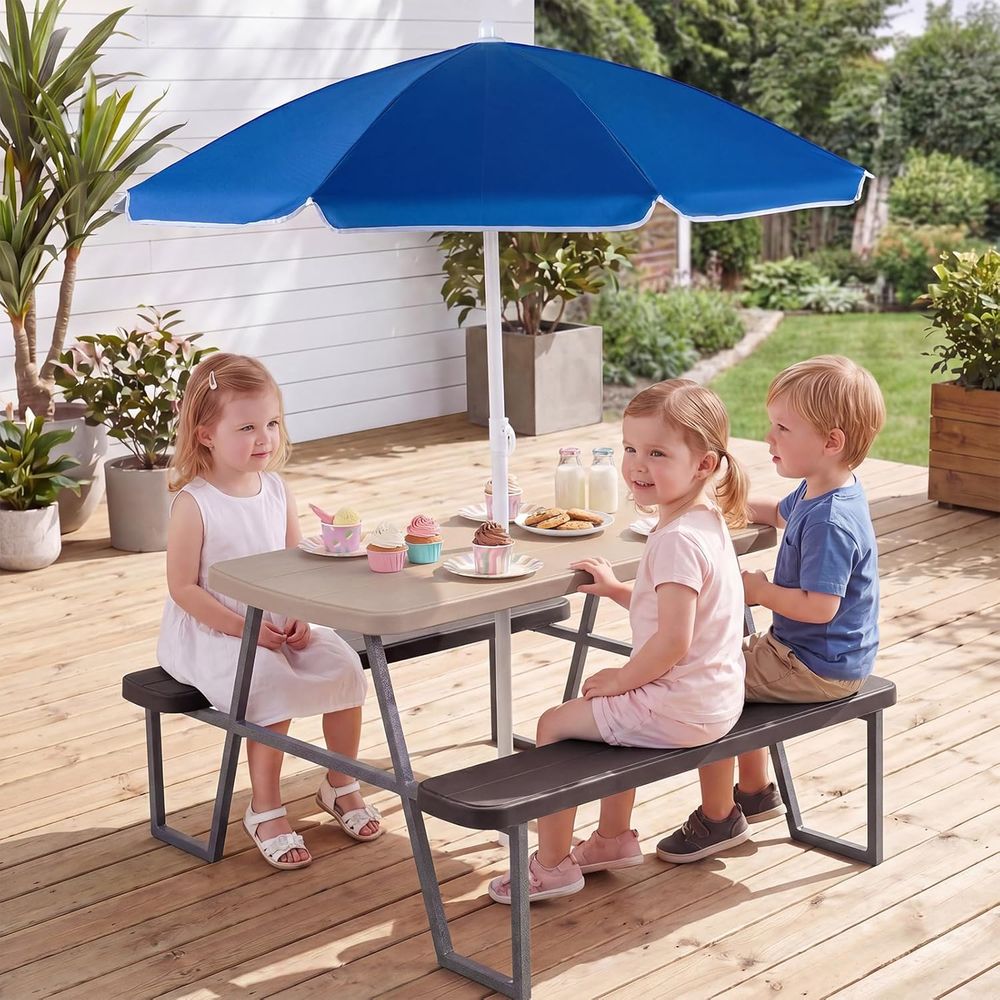 Picknicktafel voor kinderen, b - Kids Outdoor Table With Umbrella recensie en prijs