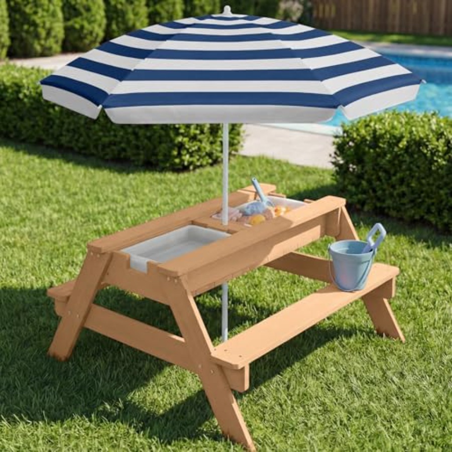 Buitentafel voor kinderen met  - Kids Outdoor Table With Umbrella recensie en prijs
