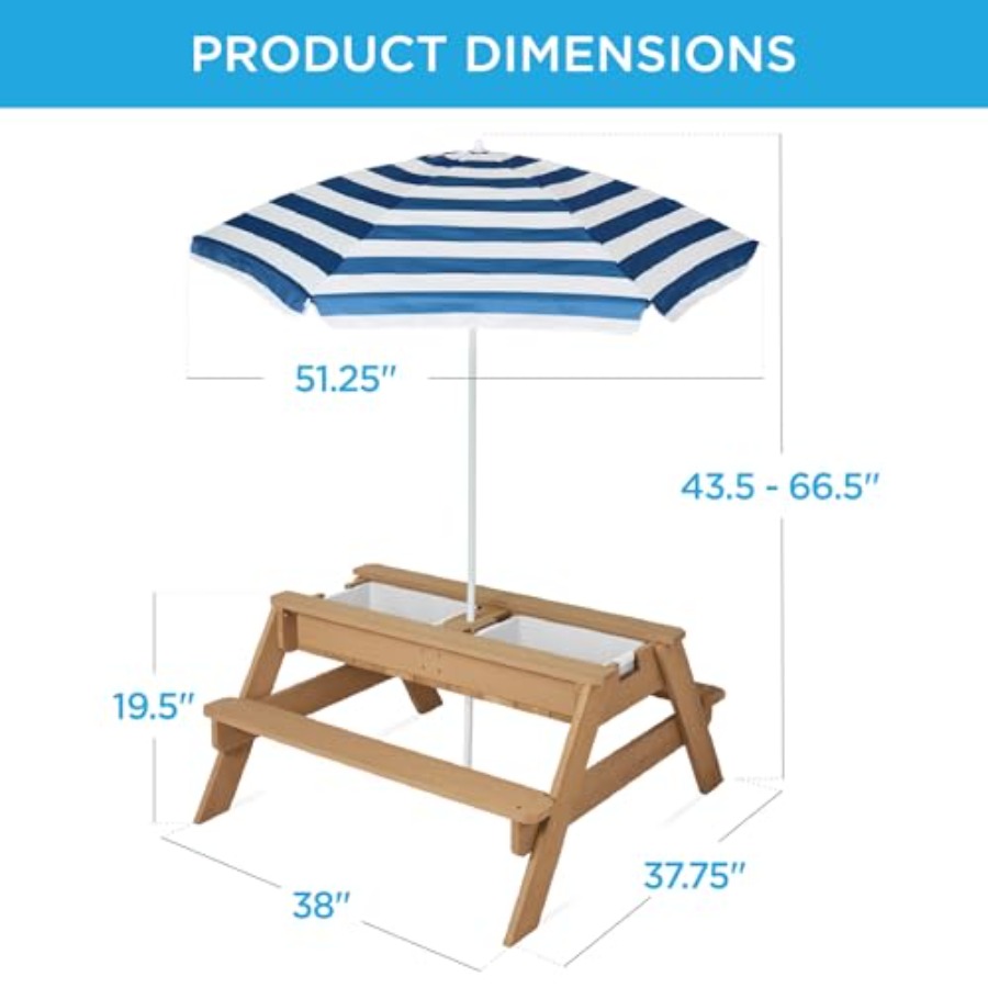 Buitentafel voor kinderen met  - Kids Outdoor Table With Umbrella recensie en prijs
