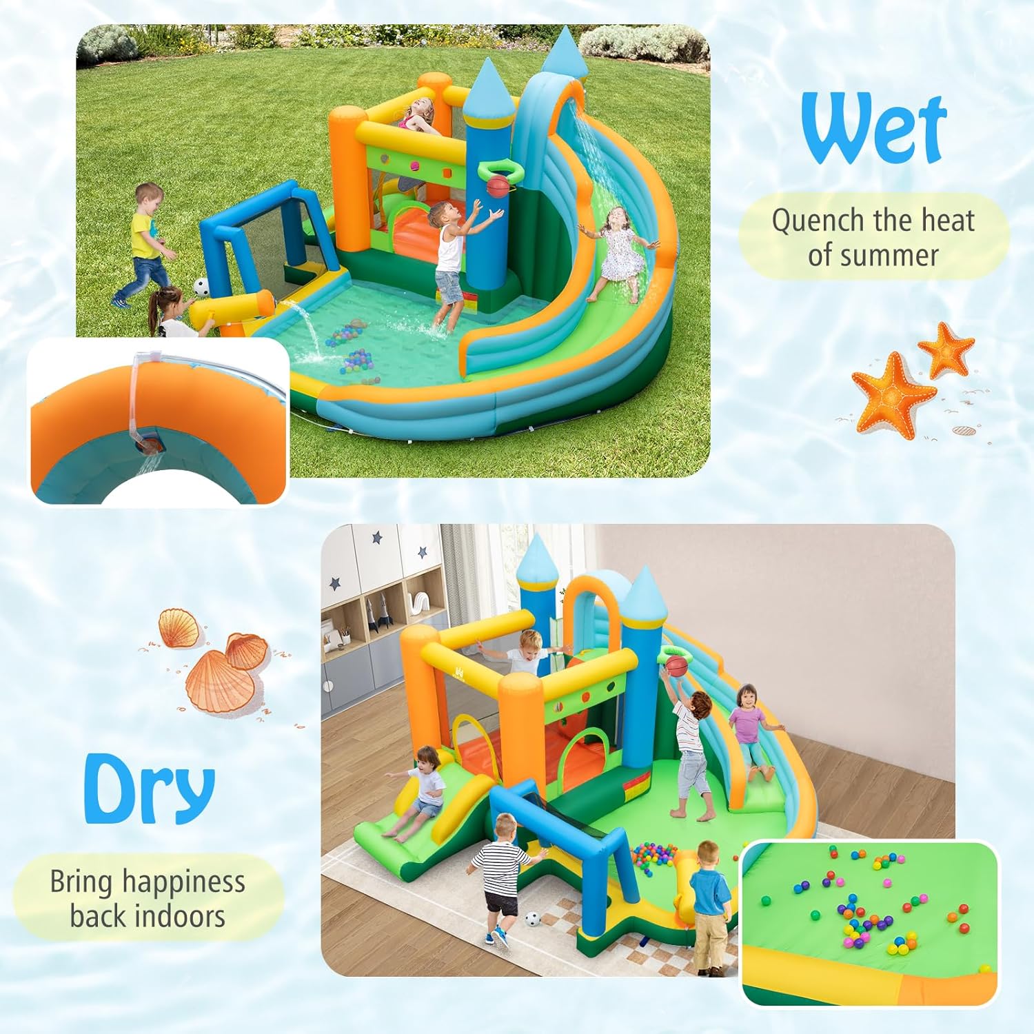 9-in-1 Opblaasbare Waterglijba - Kids Outdoor Jumping Castle recensie en prijs