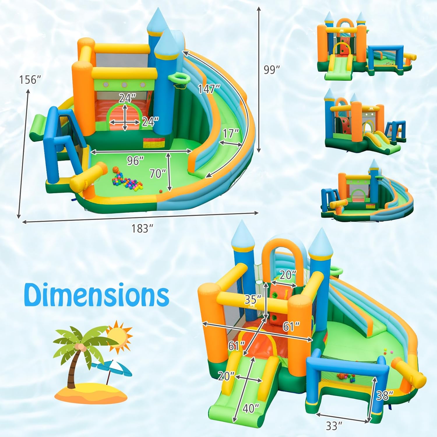 9-in-1 Opblaasbare Waterglijba - Kids Outdoor Jumping Castle recensie en prijs