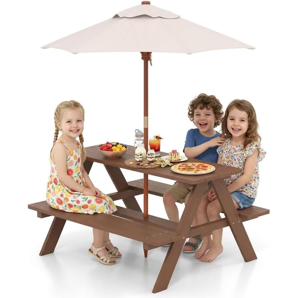 Picknicktafel voor kinderen, h - Kids Outdoor Table With Umbrella recensie en prijs