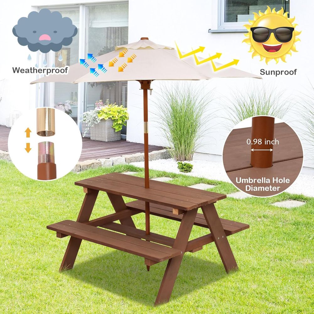 Picknicktafel voor kinderen, h - Kids Outdoor Table With Umbrella recensie en prijs