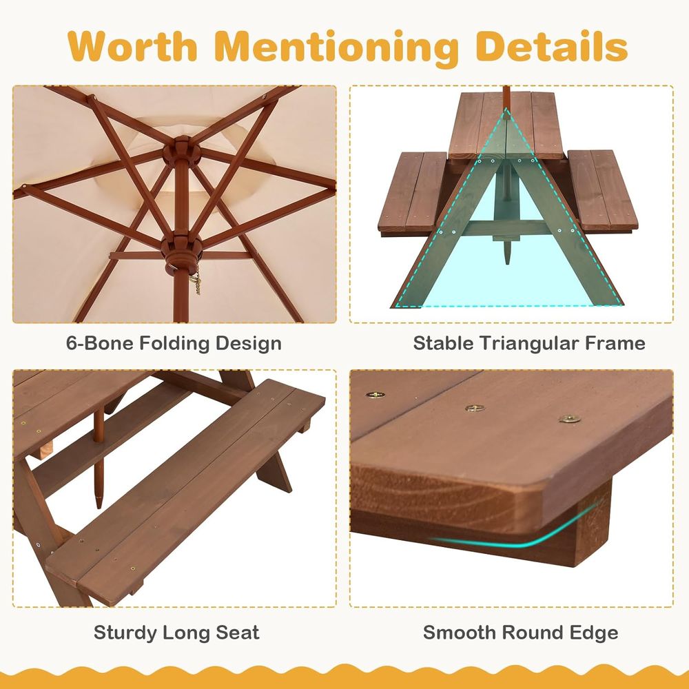 Picknicktafel voor kinderen, h - Kids Outdoor Table With Umbrella recensie en prijs