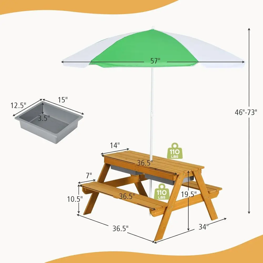 3-in-1 in hoogte verstelbare k - Kids Outdoor Table With Umbrella recensie en prijs