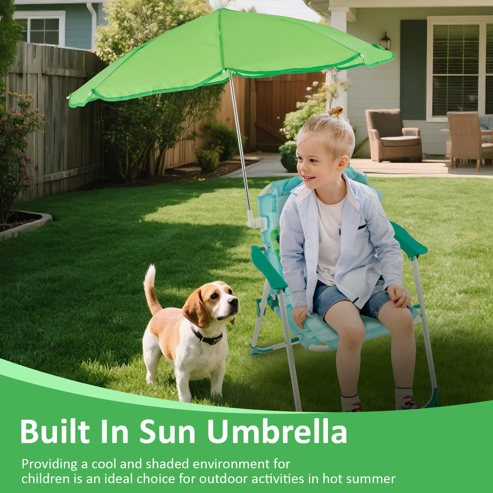 Opvouwbare strandstoel voor ki - Kids Outdoor Lounge Chair With Umbrella recensie en prijs