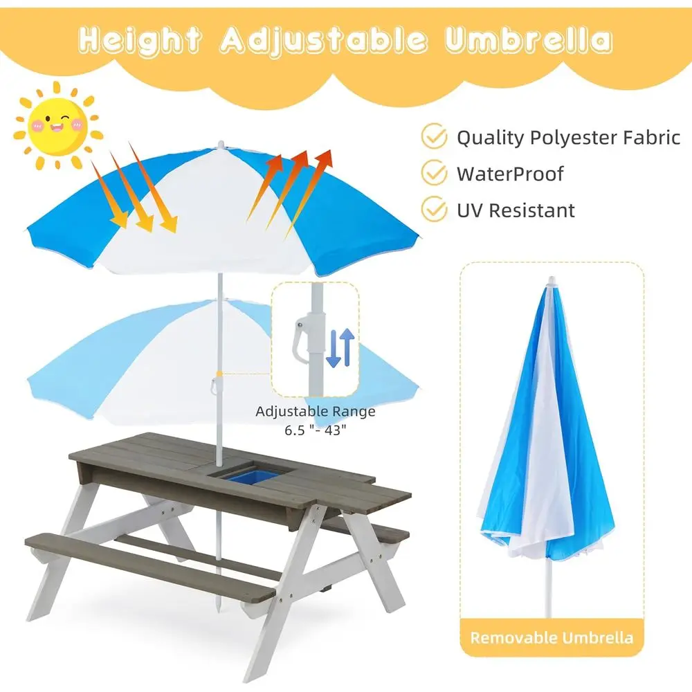 Ombouwbare 3-in-1 houten pickn - Kids Outdoor Table With Umbrella recensie en prijs