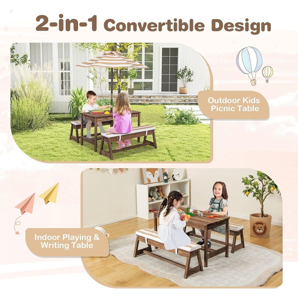 Picknicktafel voor kinderen, h - Kids Outdoor Table With Umbrella recensie en prijs