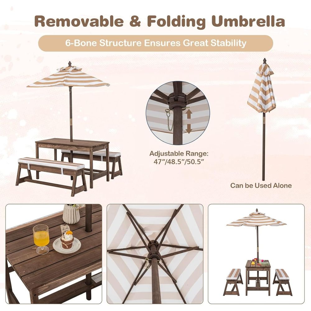 Picknicktafel voor kinderen, h - Kids Outdoor Table With Umbrella recensie en prijs