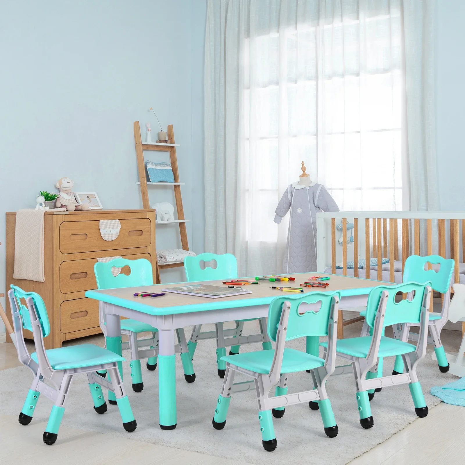Kindertafel En 6 Stoelen Set I - Kids Outdoor Table And Chairs recensie en prijs