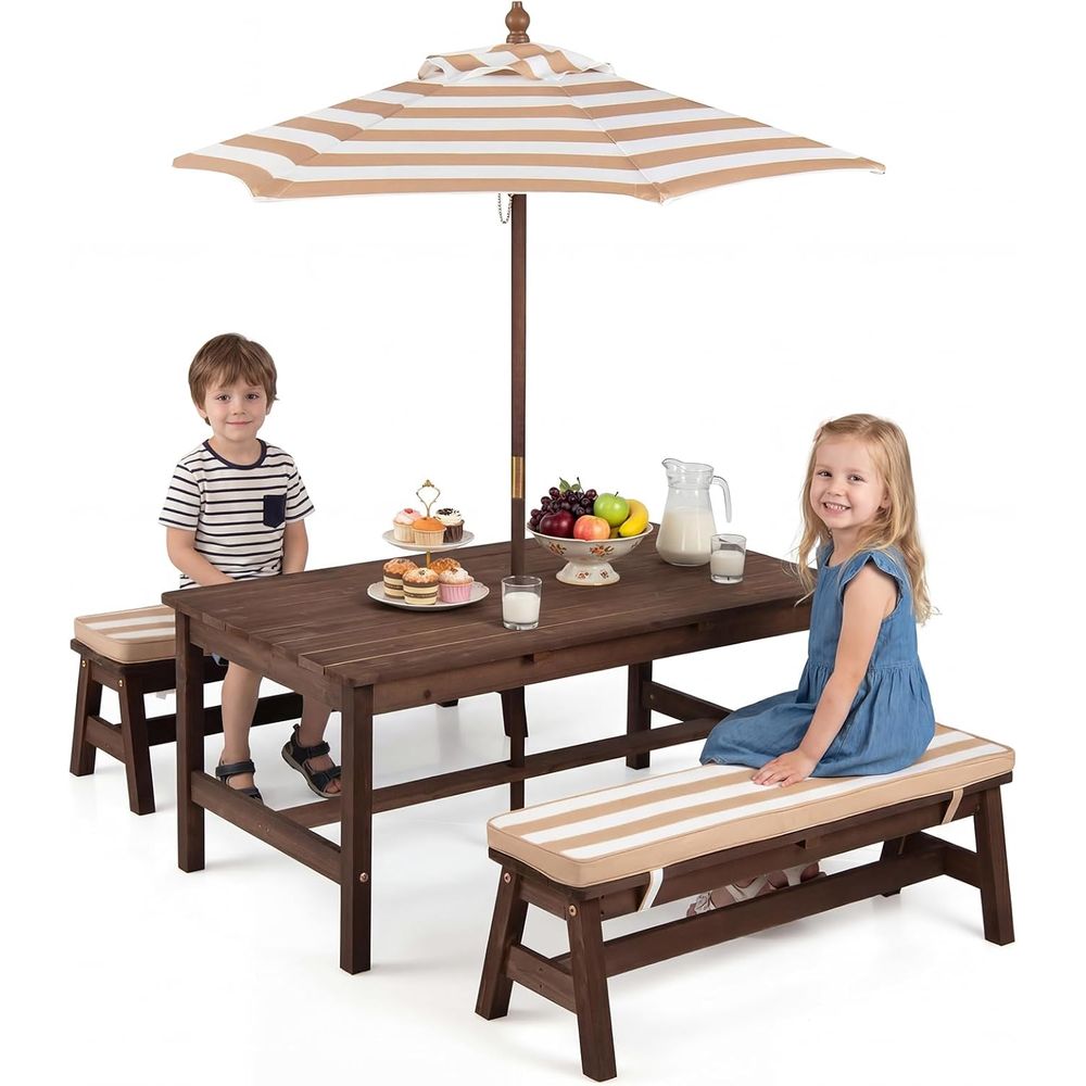 Picknicktafel voor kinderen, h - Kids Outdoor Table With Umbrella recensie en prijs