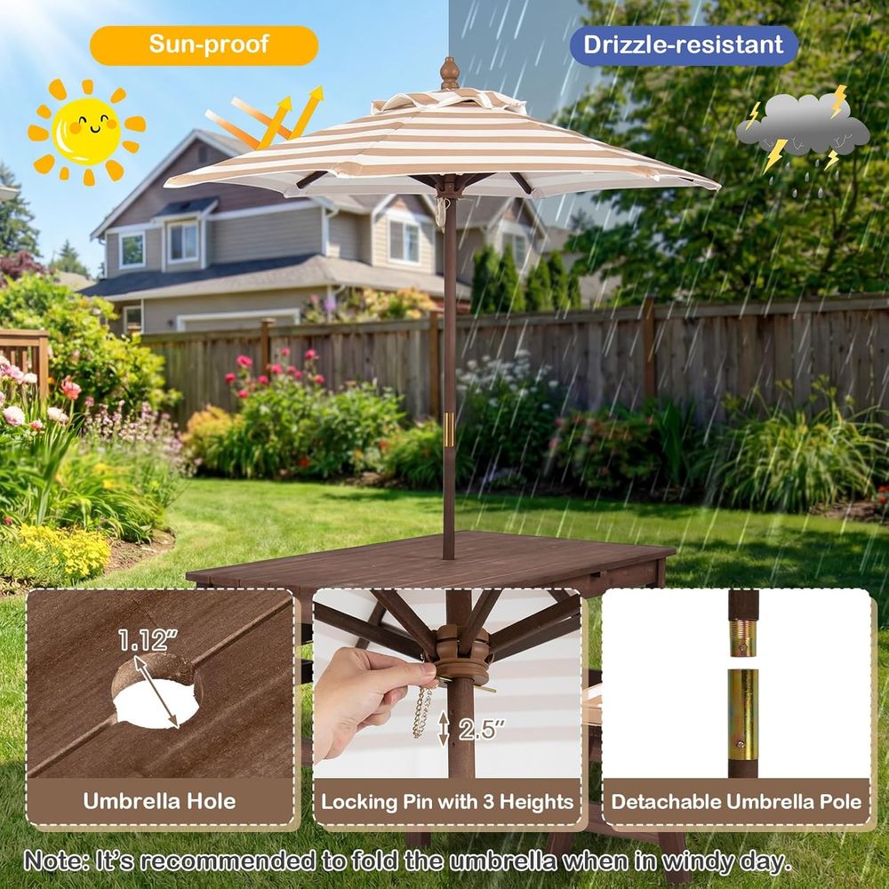 Picknicktafel voor kinderen, h - Kids Outdoor Table With Umbrella recensie en prijs