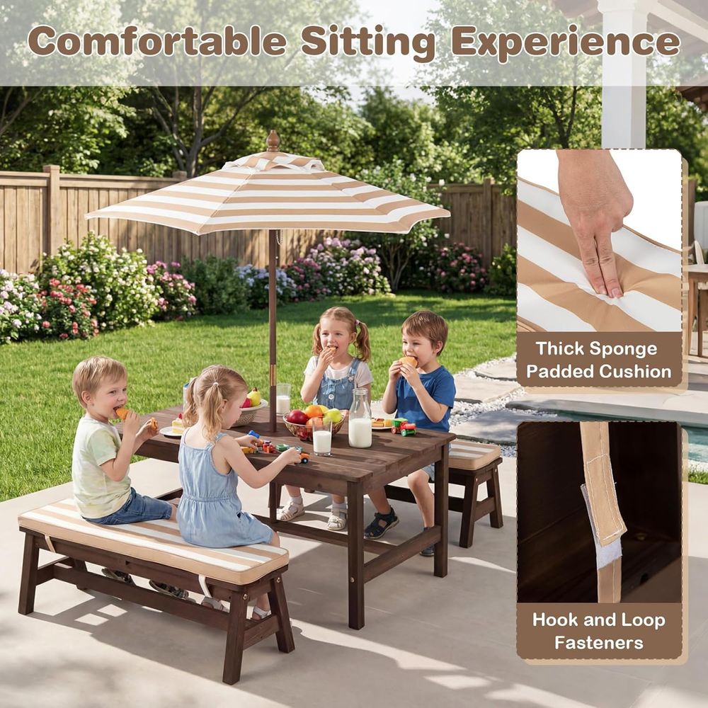 Picknicktafel voor kinderen, h - Kids Outdoor Table With Umbrella recensie en prijs