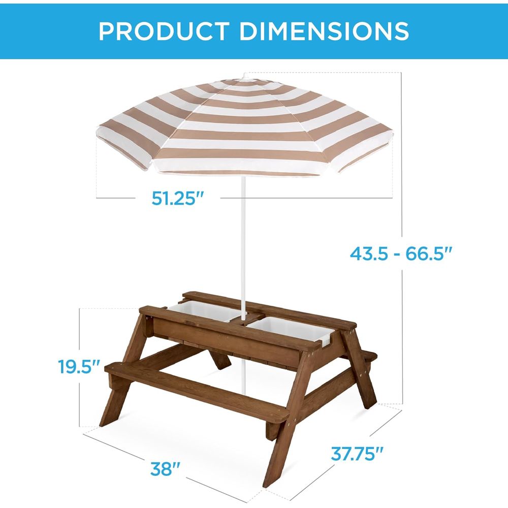 Kinderpicknicktafel met paraso - Kids Outdoor Table With Umbrella recensie en prijs