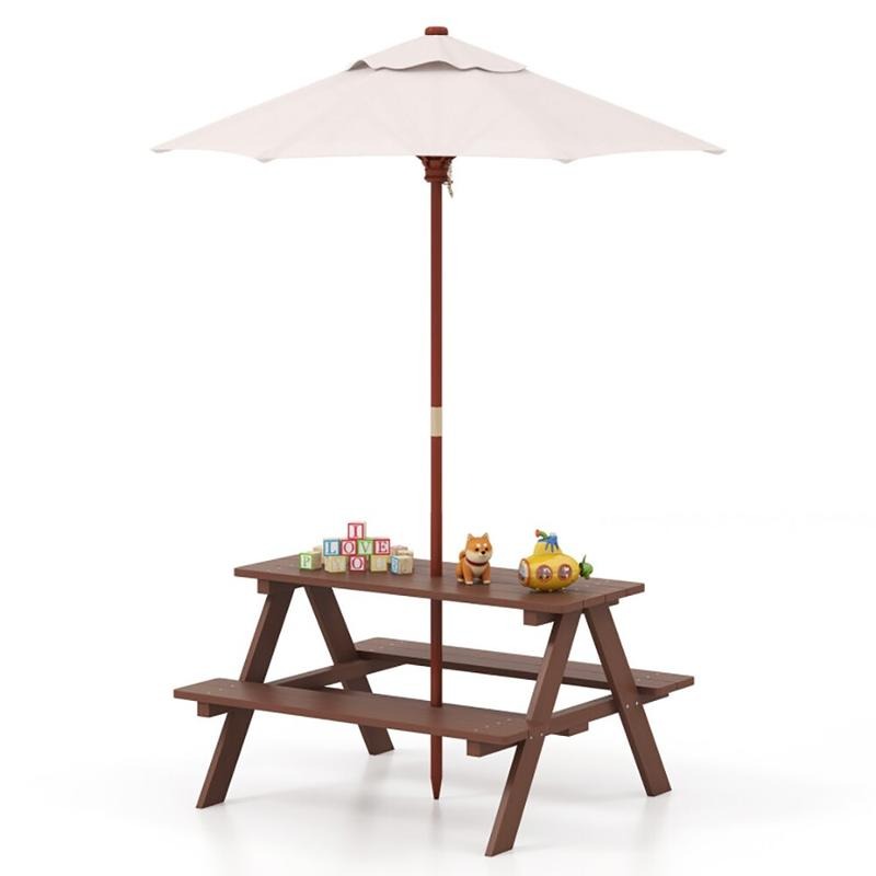Buiten picknicktafelset voor 4 - Kids Outdoor Table With Umbrella recensie en prijs