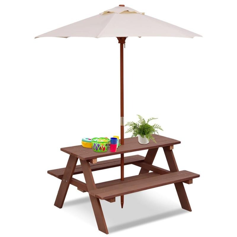Buiten picknicktafelset voor 4 - Kids Outdoor Table With Umbrella recensie en prijs