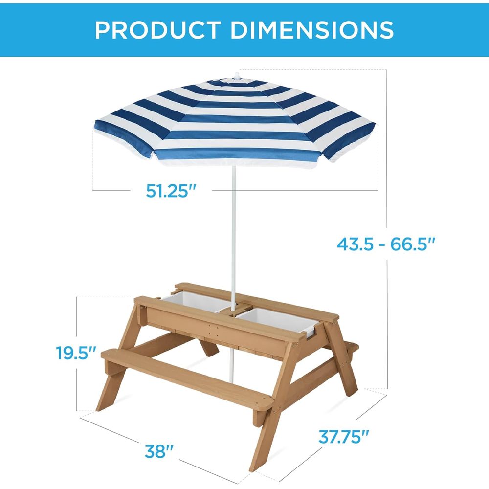 Kinderpicknicktafel met paraso - Kids Outdoor Table With Umbrella recensie en prijs