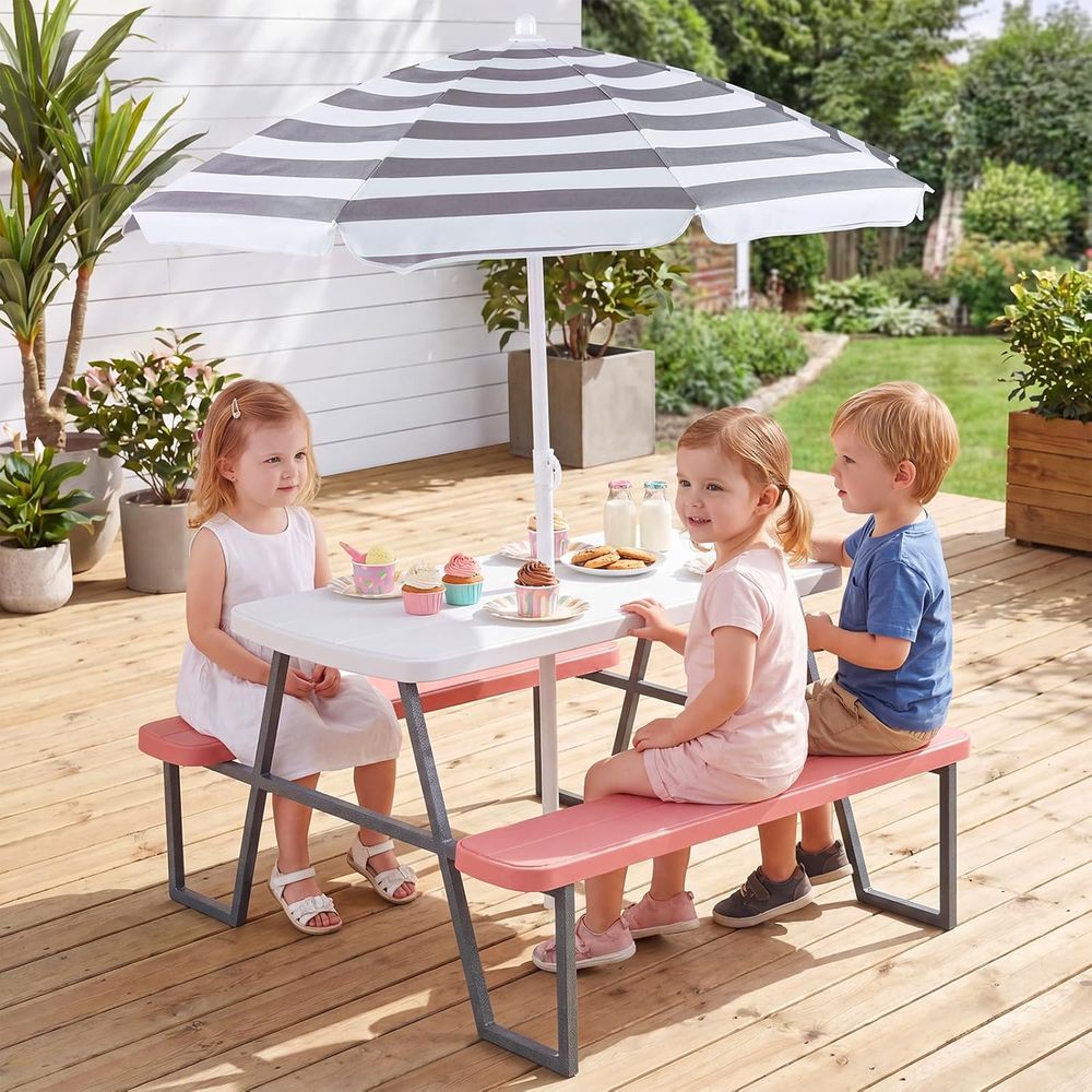 Picknicktafel voor kinderen, b - Kids Outdoor Table With Umbrella recensie en prijs